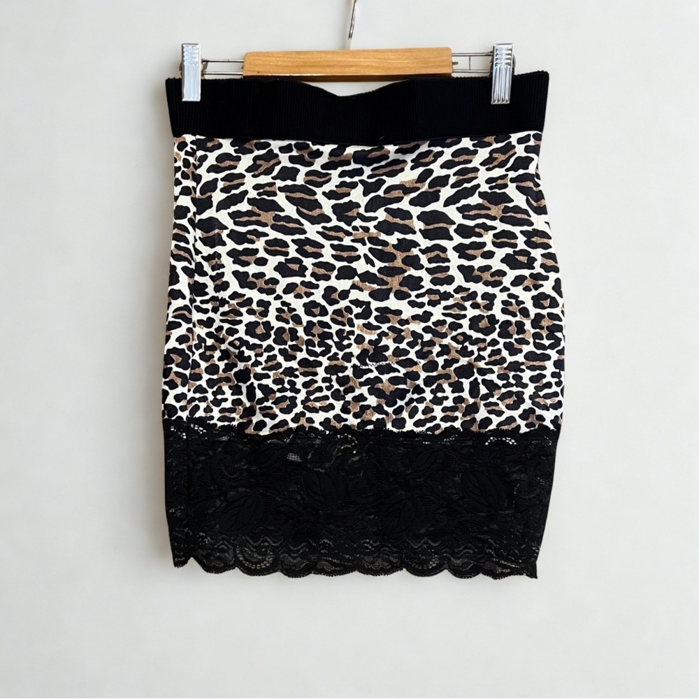 🐆 Vanity Fair Vintage Leopard & Lace Lingerie Slip Skirt – Size M